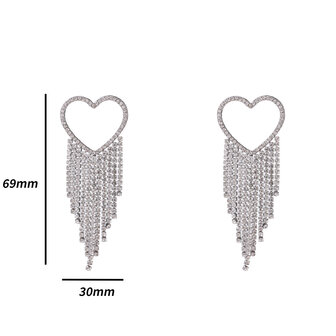 Oorbellen E4881-1 big strass heart earring zilver - Day&amp;Eve 