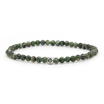 Armband Universal Green Silver Hexagon Bead 4mm - Karma Him