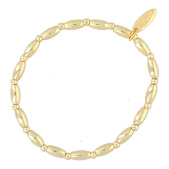 Armband 14krt goud ovaal en 3mm kraal FJ6063 - Fushi