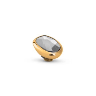 Steentje twisted Cloudy Oval stone crystal 9 mm goud TMF3 - Melano