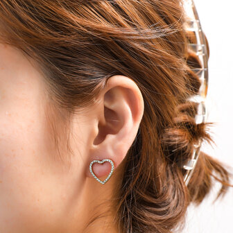 Oorbellen E5237-2 strass open heart stud goud - Day&amp;Eve