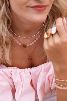 Ketting LK211 Sweet rainbow goud - Label Kiki