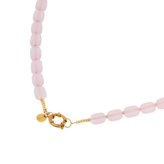 Ketting K.SK.189.1 Pink beads goud - Label Kiki