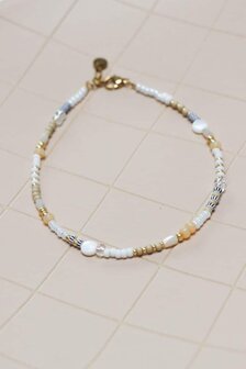 Enkelbandje LK303 Sand sparkle goud - Label Kiki