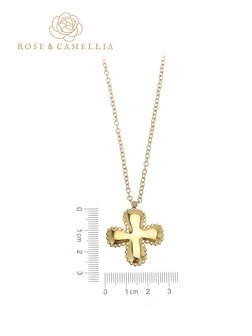 Ketting Big cross lang goud - Rose &amp; Camellia