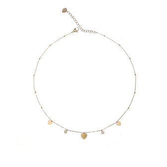 Ketting Diamonds and hearts goud - Rose &amp; Camellia
