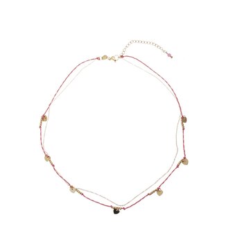 Ketting Pink hearts goud - Rose &amp; Camellia