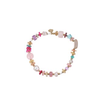Armband Rainbow beads goud - Rose &amp; Camellia