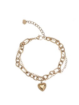 Armband Dubble chain heart goud - Rose &amp; Camellia