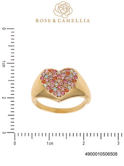 Ring Heart with stones goud - Rose &amp; Camellia