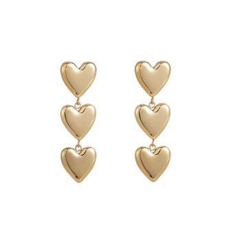 Oorbellen Three hearts in a row - Rose &amp; Camellia