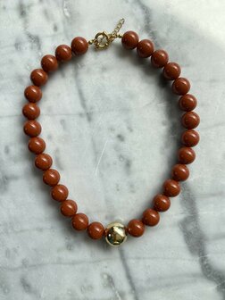 Ketting Chuncky beads cognac - Loffs
