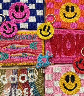 Sleutelhanger Smiley roze- Loffs