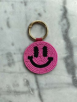 Sleutelhanger Smiley roze- Loffs