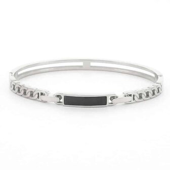 Bangle Ankerschakel zwarte inleg  zilver - Kalli