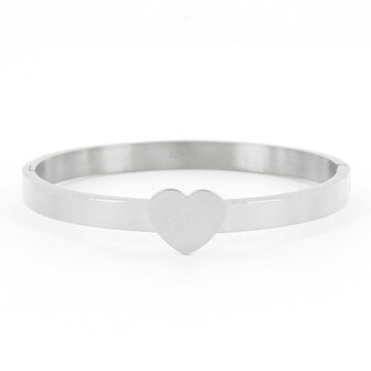 Bangle Hartje breed zilver - Kalli