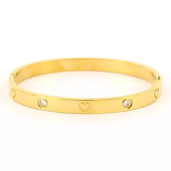 Bangle Hartje met Zirkonia breed goud - Kalli