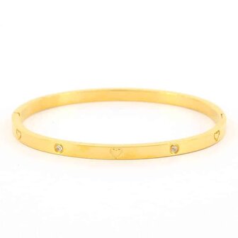 Bangle Hartje zirkonia smal goud - Kalli