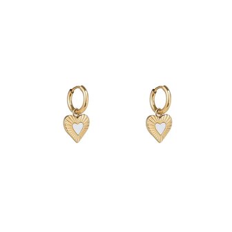 Oorbellen E5243-2 Pearly heart hoop goud - Day&amp;Eve