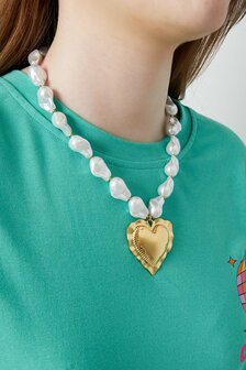 Ketting Pearl love - goud