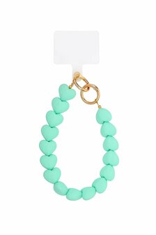 Telefoonkoord short Bold hearts - mint
