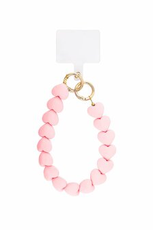 Telefoonkoord short Bold hearts - lichtroze