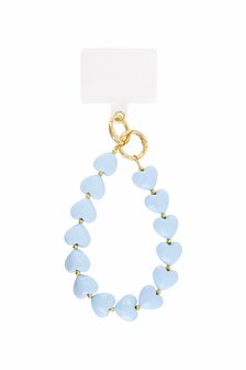 Telefoonkoord short Cute hearts - blauw