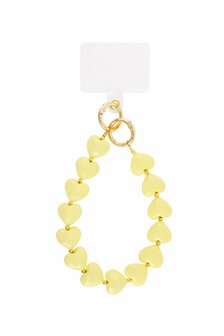 Telefoonkoord short Cute hearts - geel
