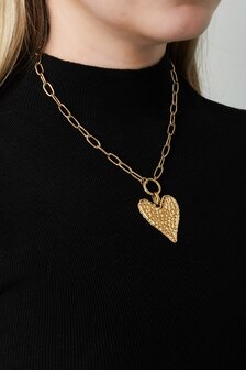 Ketting Chunky heart long - goud