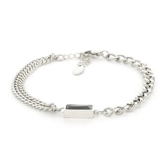 Armband zwarte steen zilver - Kalli