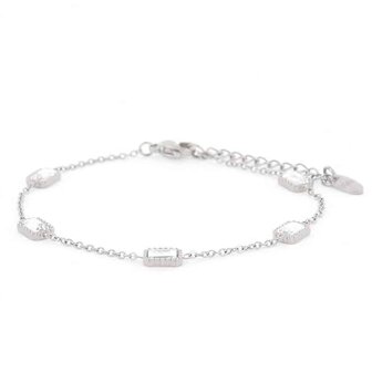 Armband schakelarmband steen wit zilver - Kalli