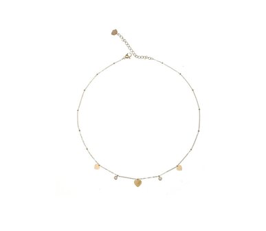 Ketting Diamanten en hartjes goud - Rose &amp; Camellia