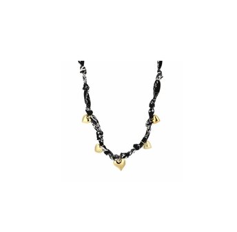 Bedelketting hearts - zwart / goud