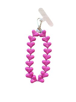 Telefoonkoord kort hartjes - roze