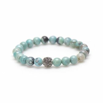 Armband Neon blue logo bead 8MM/20cm - Karma Him