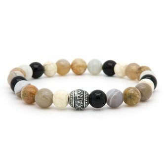 Armband Noah Silver round logo bead 8MM/20cm - Karma Him