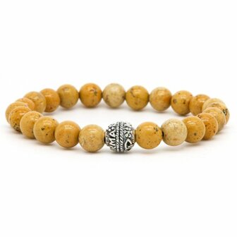 Armband Vinn yellow round logo bead 8MM/21cm - Karma Him