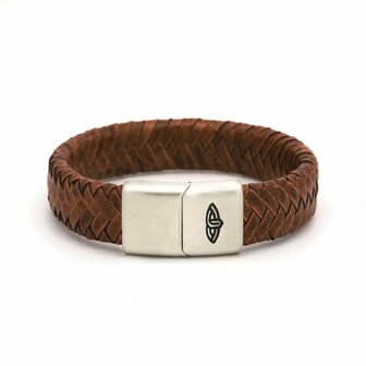 Leren armband mannen bruin 15MM Silver - Karma Him