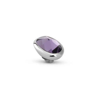 Steentje twisted Cloudy Oval stone lavender 9 mm zilver TMF3 - Melano