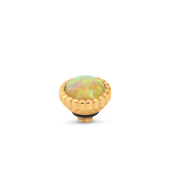 Steentje twisted Bali sun stone Fire Mexican Opal 7 mm goud TMF6 - Melano