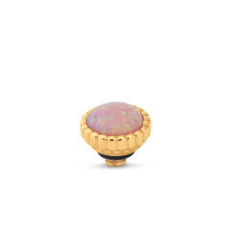 Steentje twisted Bali sun stone Pink Opal 7 mm goud TMF6 - Melano