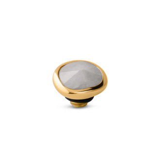 Steentje twisted  Gemstone Cloud White Jade 9 mm goud TMC4 - Melano