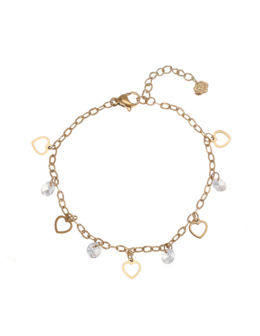 Armband Little diamonds &amp; hearts goud - Rose &amp; Camellia