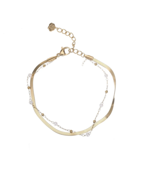 Armband Double pearls goud - Rose &amp; Camellia