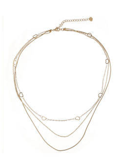 Dubbele ketting hartjes goud - Rose &amp; Camellia