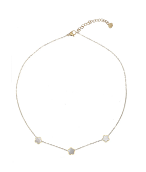 Ketting Kleine bloemen wit goud - Rose &amp; Camellia