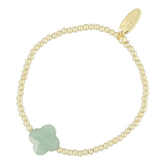 Armband 3mm 14 krt plated brass facetgeslepen klaver groen kraal FJ8089 goud - Fushi