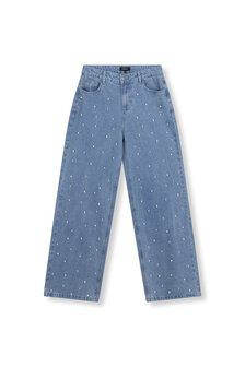 Denim broek met parels Payton blauw - Refined Department
