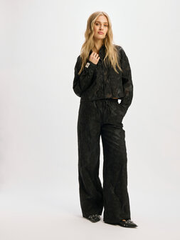 Broek met gebloemde stof Mara zwart - Refined Department