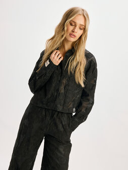 Cropped blouse met gebloemde stof Mary zwart - Refined Department